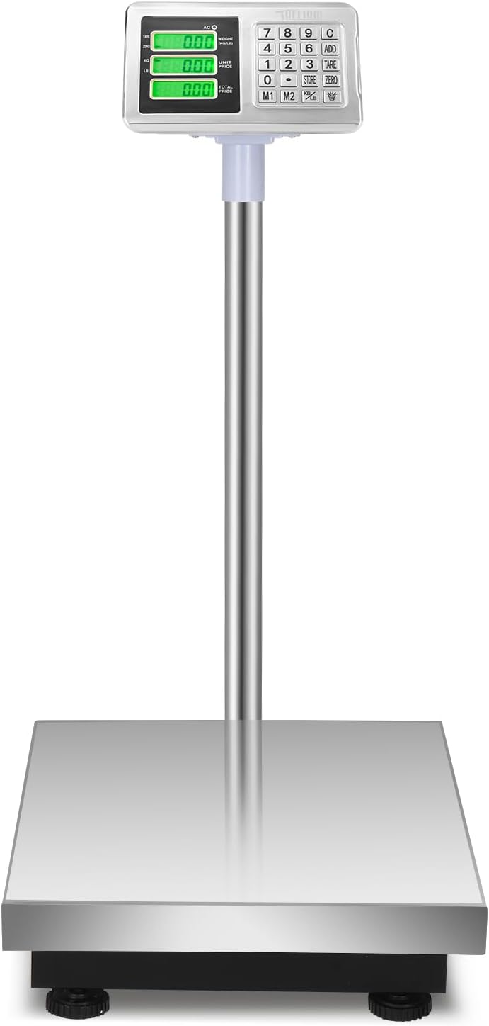 TUFFIOM 661lbs Weight Electronic Platform Scale,Stainless Steel High-Definition LCD Display,Digital Floor Heavy Duty Scales,Perfect for Luggage Package Price Computing Postal Shipping Mailing - Lumora Desk