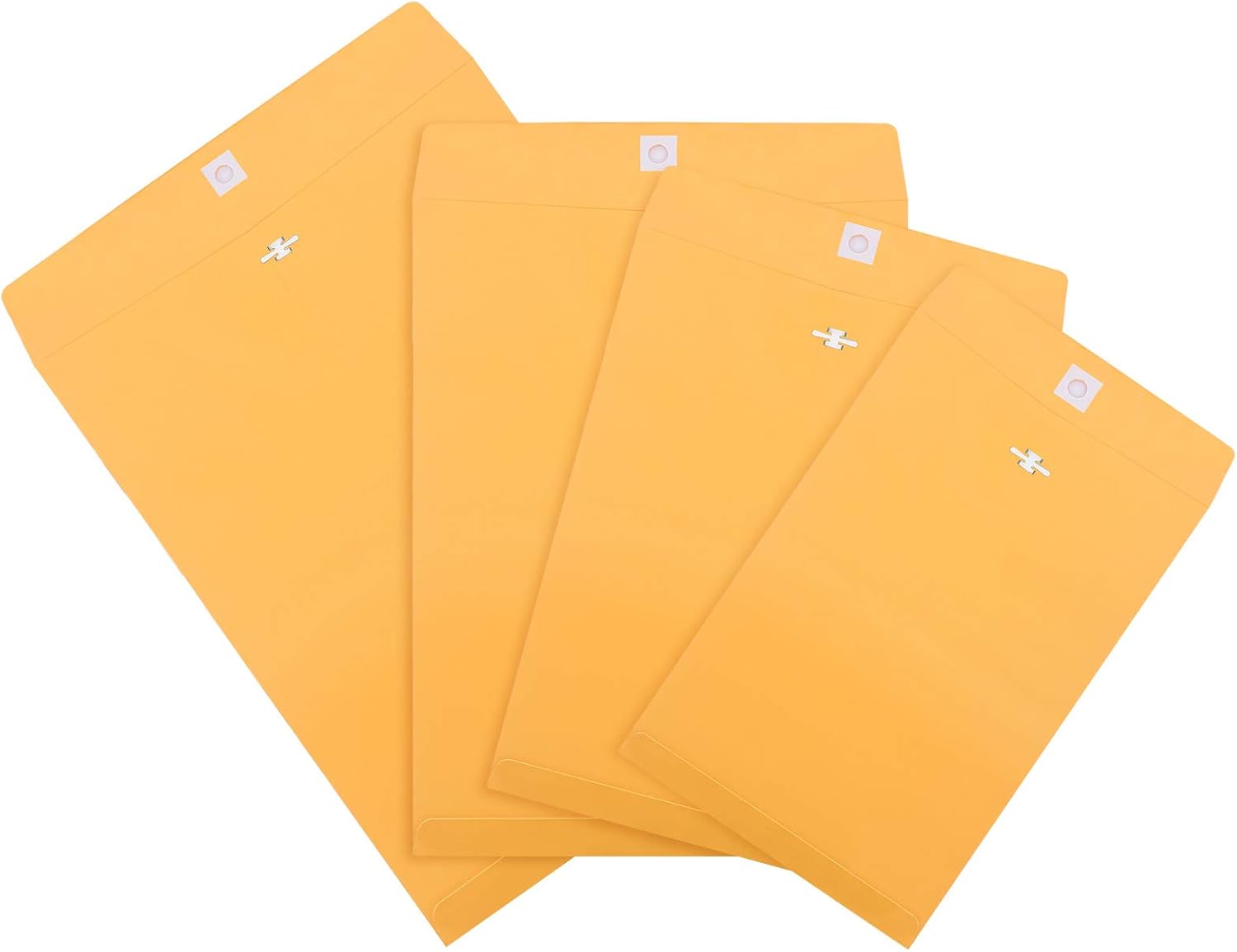 Frienda 4 Sizes Clasp Envelopes Kraft Paper Catalog Clasp Envelope with Closure for Filing, Storing or Mailing Documents, 50 Pieces(6 x 9 In, 9 x 12 In, 10 x 13 In, 12 x 15.5 In,Yellow) - Lumora Desk