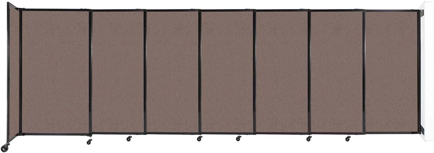 Wall-Mounted Sliding StraightWall Room Divider | Adjustable Widths | Locking Wheels | Room Separator | Up to 15'6" Wide x 5' Tall Latte Fabric Panels - Lumora Desk