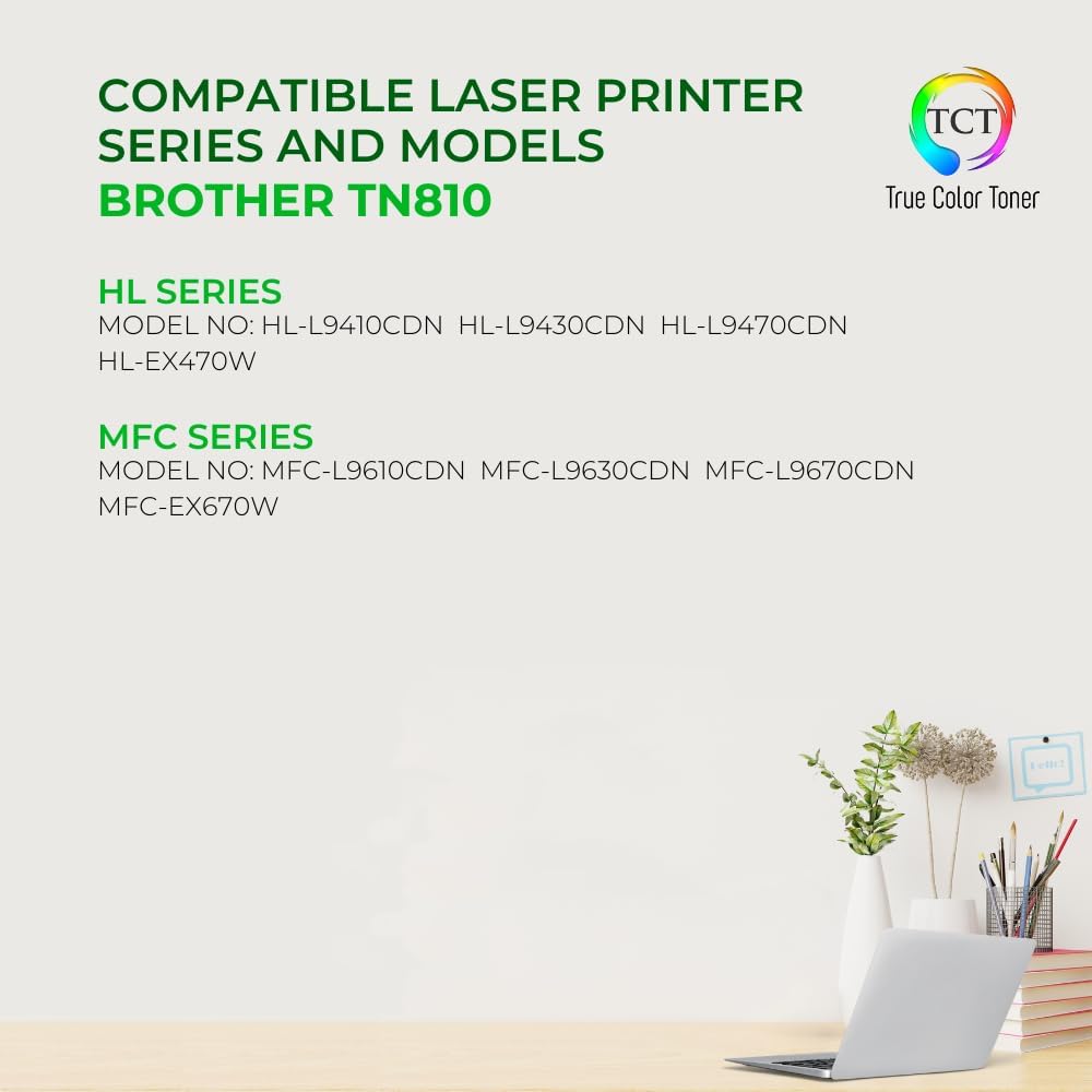 TCT TN810 Color Toner Cartridge 3 Pack - Compatible Replacement for Brother TN810 TN-810 Works with Brother HL‐L9410CDN L9430CDN MFC‐L9610CDN L9630CDN Printers (Cyan Magenta Yellow)
