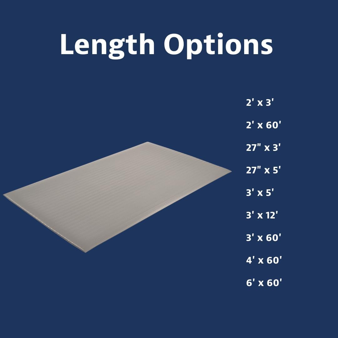 Notrax 410 Airug® 27" x 3' x 3/8" Anti Fatigue Mat, Enhanced Slip Resistance with Beveled Edges and Ribbed Surface, Ideal for Industrial and Commercial Workplaces, Gray, 410S3273GY