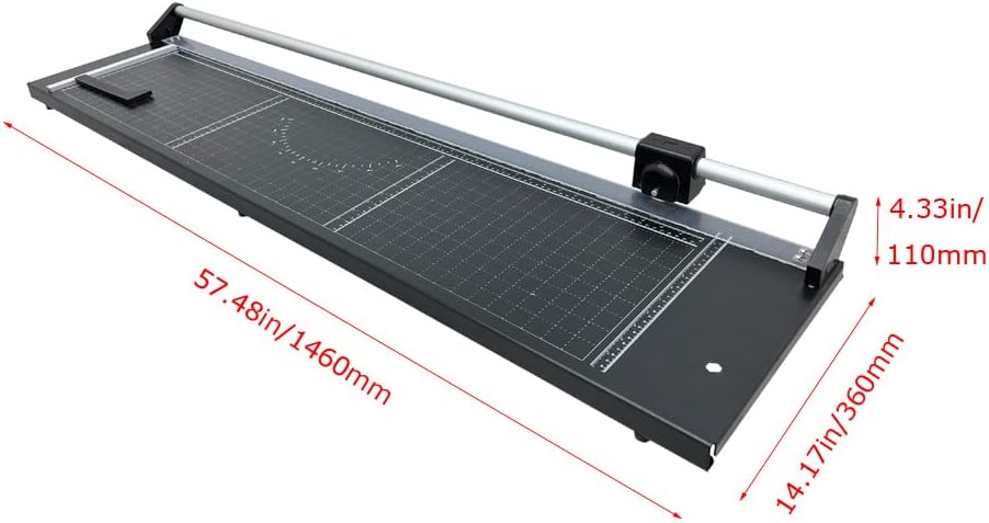 48'' Manual Rotary Paper Trimmer Cutter with an Angle Line Rolling Guillotine Paper Cutting Machine for Cutting Photo Paper, Film（Black）