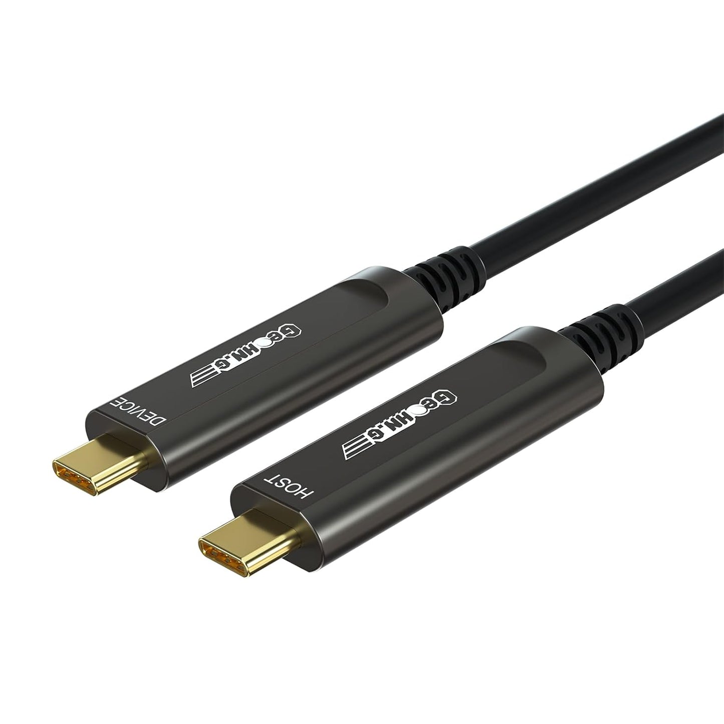 GeoHN.G USB C to C Fiber Optic Cable 15M/50FT, USB 3.2 10Gbps Long Distance Data Transfer USB C Extension Cable for VR, Camera, Mini PC, Laptop, Webcam, Printer and More