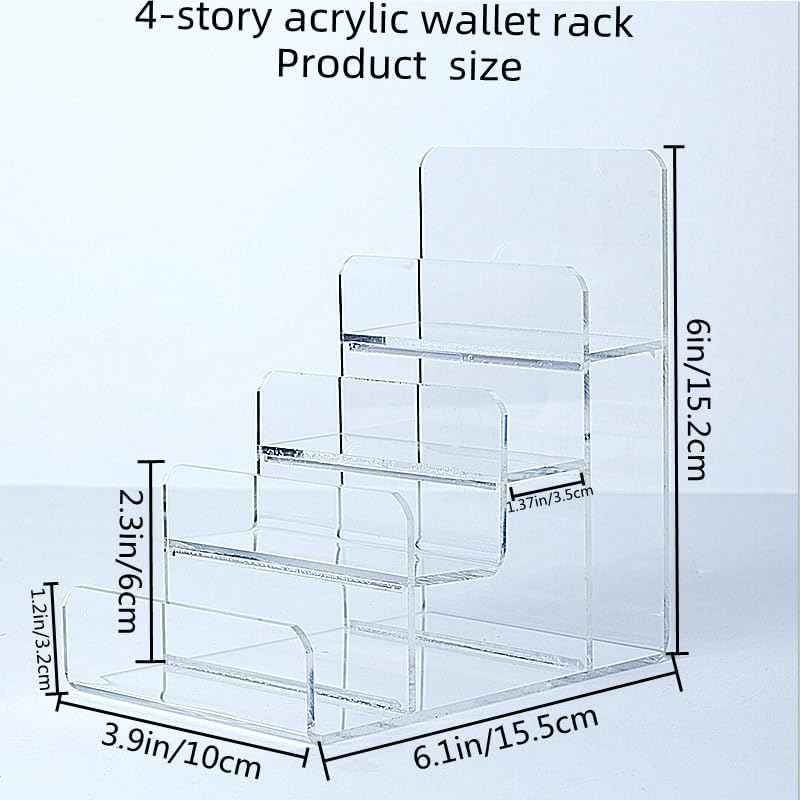 Acrylic Wallet Display Stand Purse Handbag Organizer, Clear Jewelry Riser Display Stand Purse Display Rack, Acrylic Display Shelf for Cosmetic Perfume Jewelry Sunglasses Handbag (2 PCS-4 Tier)