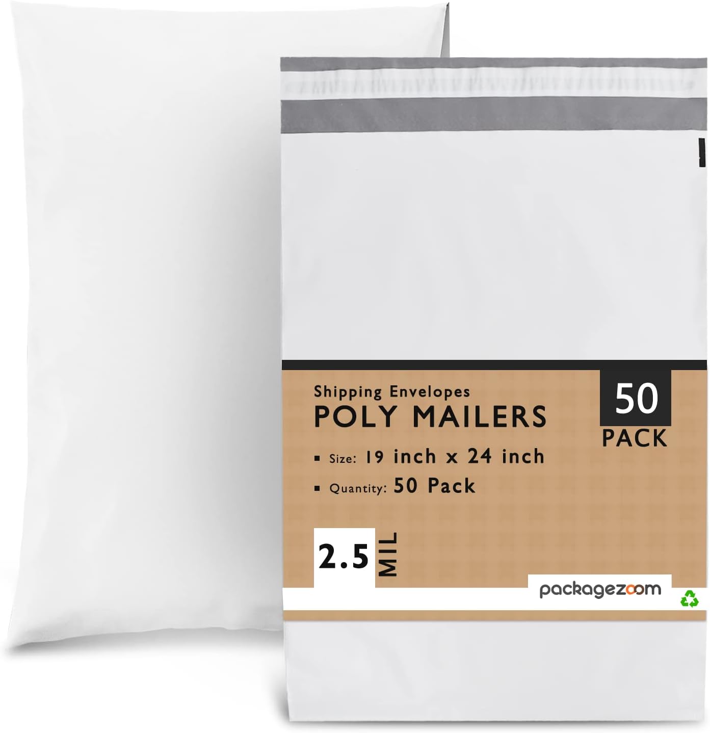 PackageZoom Poly Mailers 19x24 50 Pcs Self-Seal Shipping Envelopes For Businesses, Strong Adhesive Mailing Bags, Tear & Water-Resistant Protective Shipping Bags Light Grey - Lumora Desk