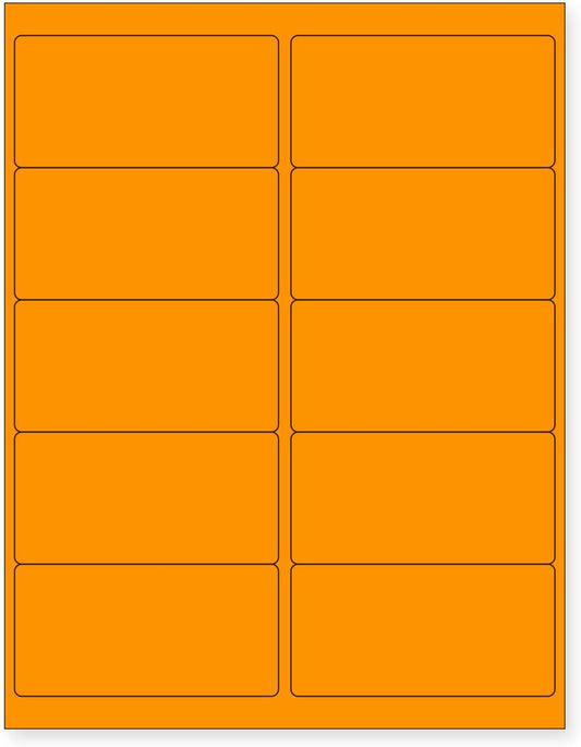 NextDayLabels - 8-1/2 x 11 Neon Color High Light Fluorescent Labels for Laser & Inkjet Printer (Orange Fluorescent, 4 x 2-10 Per Page | 1000 Labels)