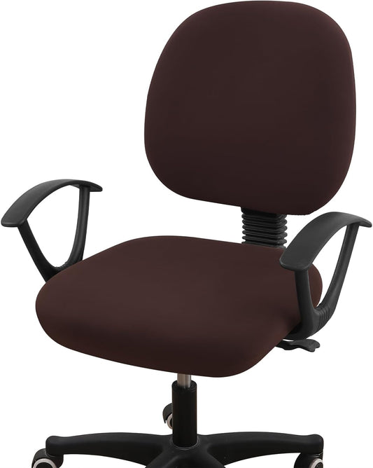 Smiry Stretch Printed Office Computer Chair Covers, Universal Washable Removable Desk Rotating Chair Slipcovers Protector, Seat + Backrest Cover - Chocolate