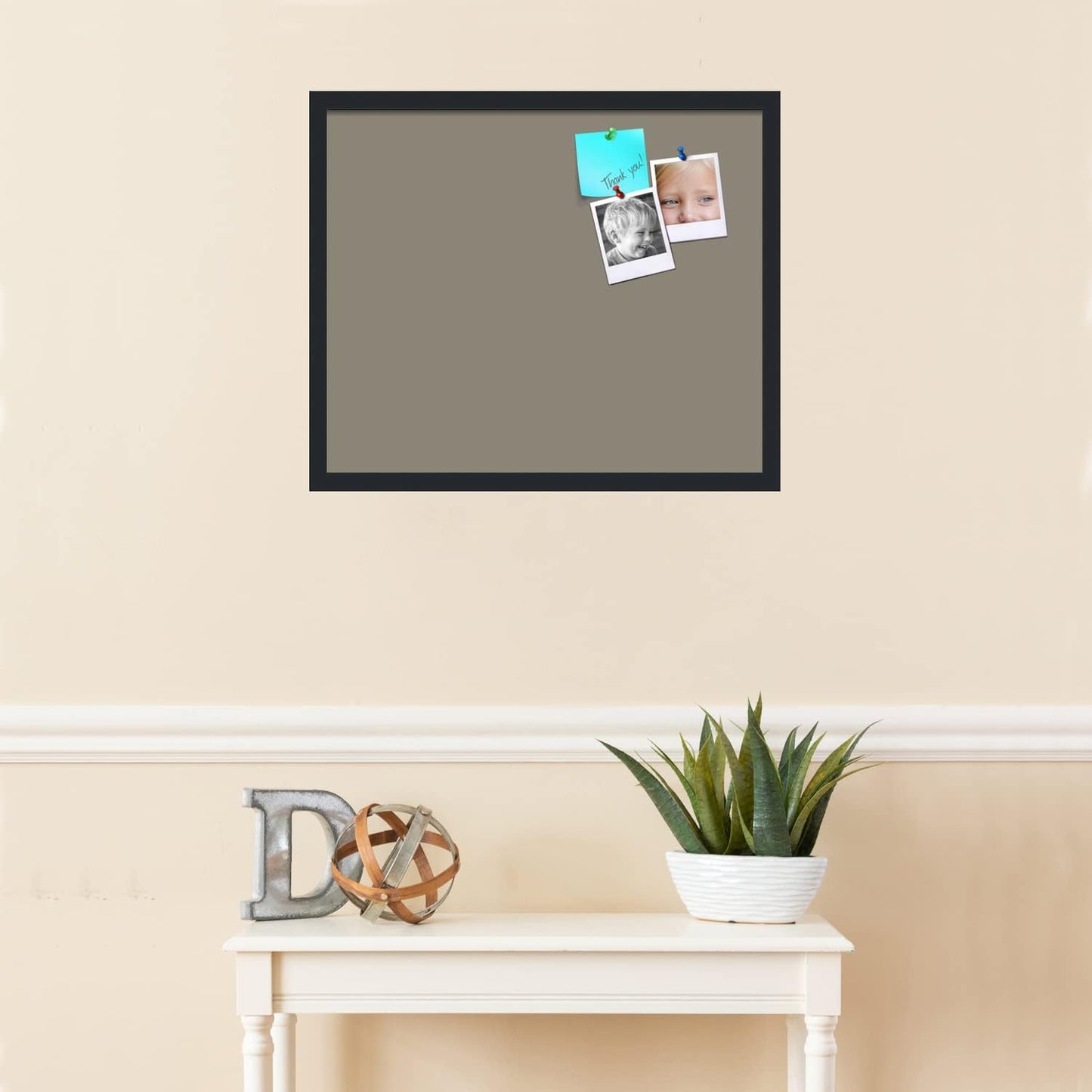 PinPix 24x20 Inch Cork Bulletin Board. This Decorative Framed Pin Board Comes with Pewter Design and a Satin Black Frame. Ideal for Home Office Decor or Message Board (PinPix-1812)