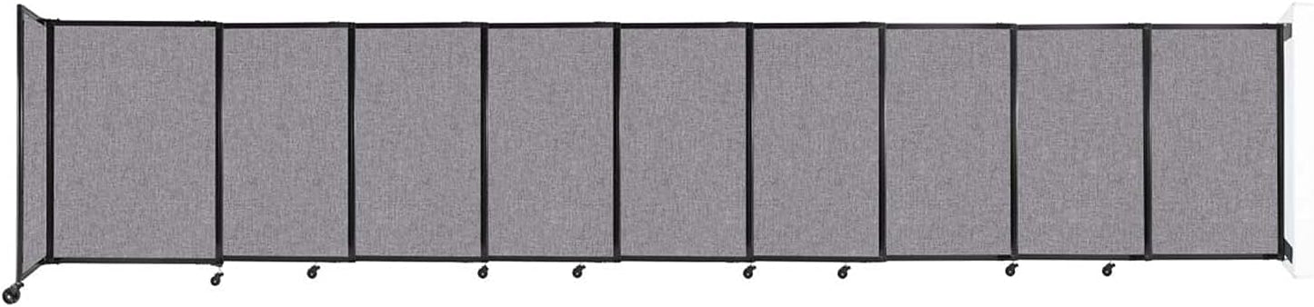 Wall-Mounted Sliding StraightWall Room Divider | Adjustable Widths | Locking Wheels | Room Separator | Up to 19'9" Wide x 4' Tall Cloud Gray Fabric Panels - Lumora Desk