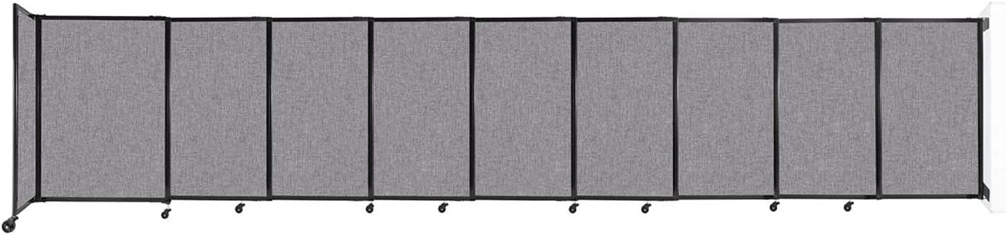 Wall-Mounted Sliding StraightWall Room Divider | Adjustable Widths | Locking Wheels | Room Separator | Up to 19'9" Wide x 4' Tall Cloud Gray Fabric Panels - Lumora Desk