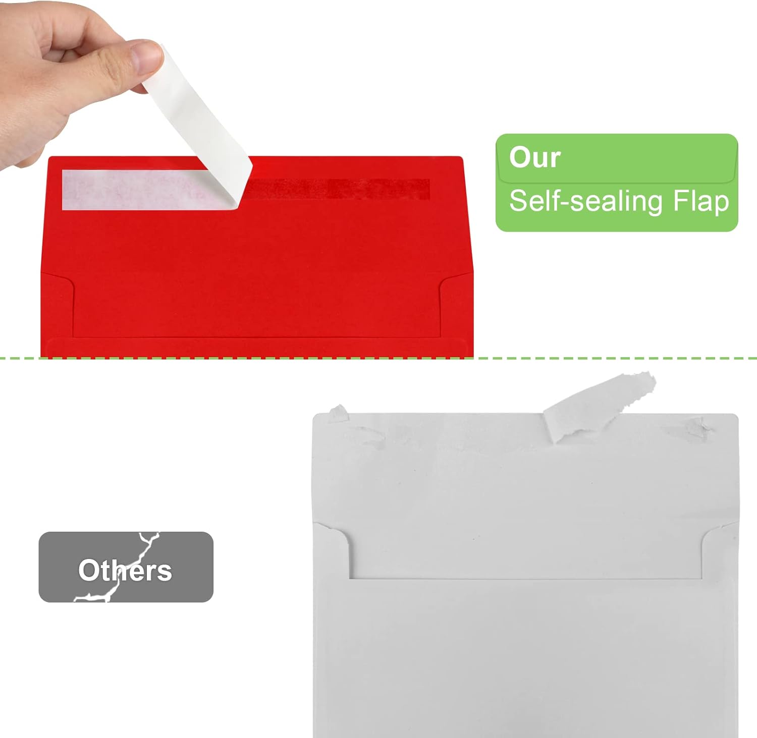 50 Pack 5x7 Envelopes - Self Seal for Weddings, Invitations, Photos, Greeting Cards & Mailing (Red) - Lumora Desk