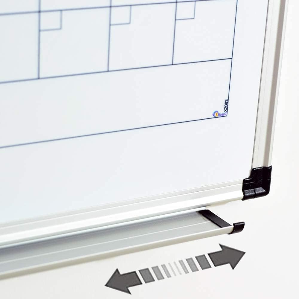 XBoard Magnetic Calendar Whiteboard 36" x 24" - Monthly Calendar Dry Erase Board, Reusable Colorful Calendar Board, Silver Aluminium Framed Monthly Planning Board - Lumora Desk