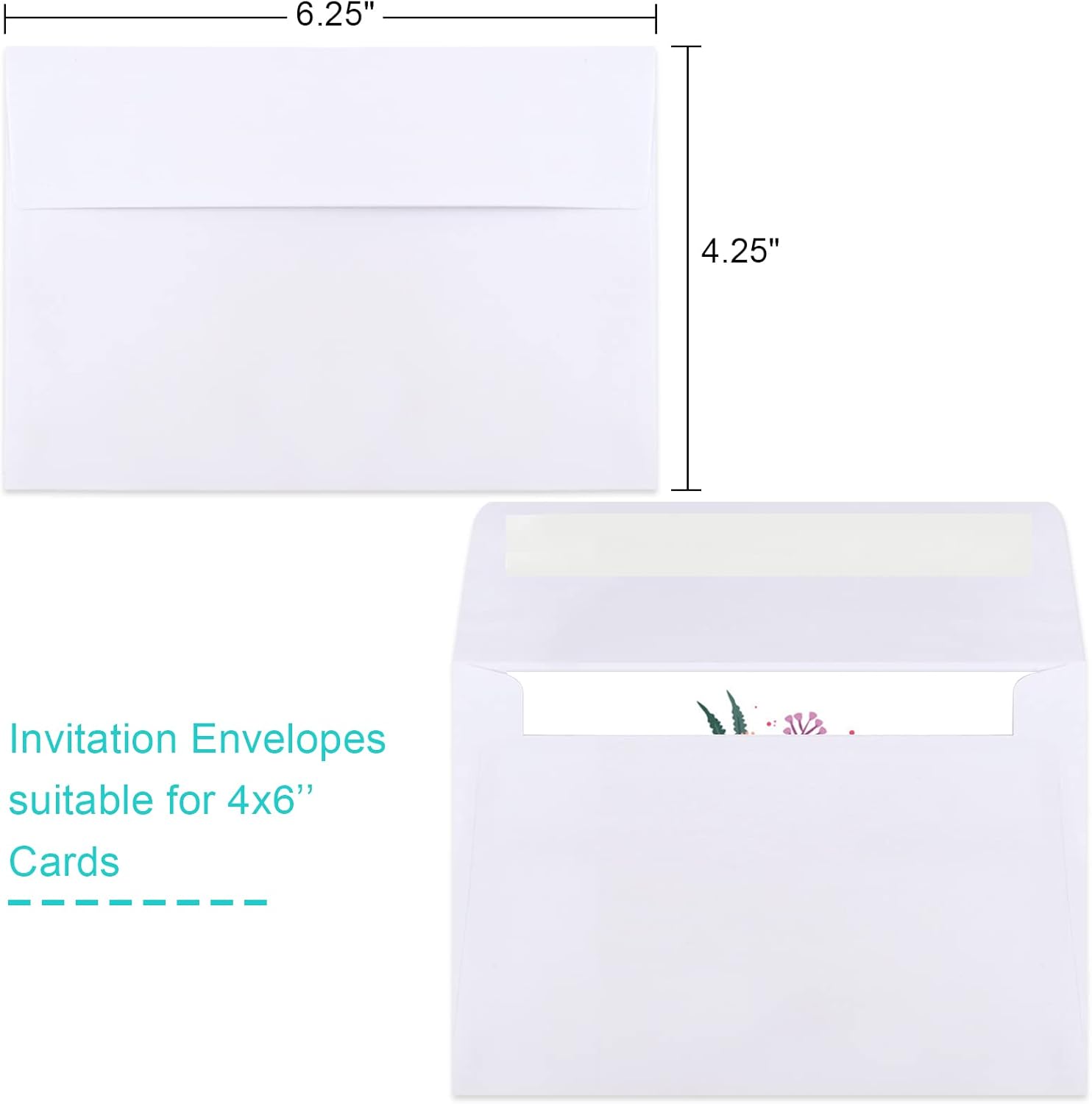 Joyberg 70 Packs A4 Envelopes, White, 4x6 Photo, Self Seal for Invitations, Weddings, Baby Shower, Photos, Postcards, Greeting Cards, Mailing - Lumora Desk