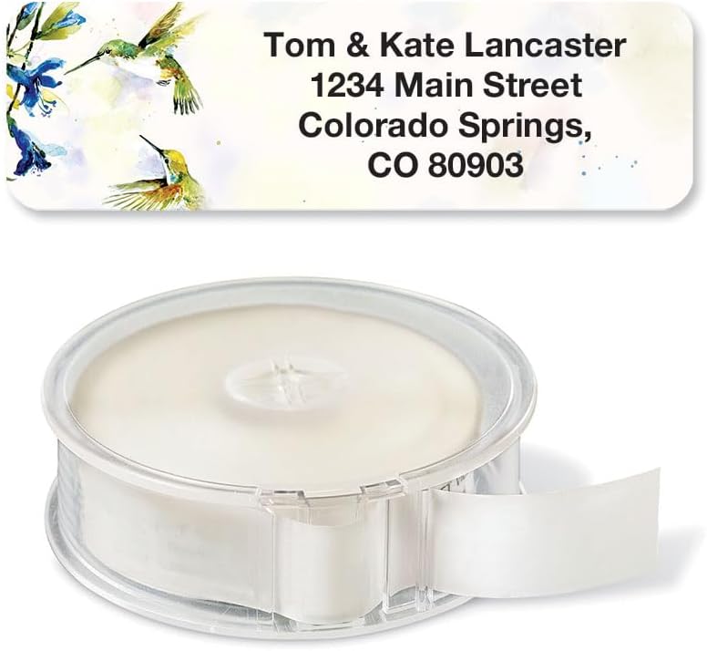 Colorful Images Fluttering Hummingbirds Rolled Personalized Return Address Mailing Labels with Dispenser, Customize with Name & Shipping Address, 250 ¾” x 2½ Self Adhesive, Easy Peel Label Roll - Lumora Desk