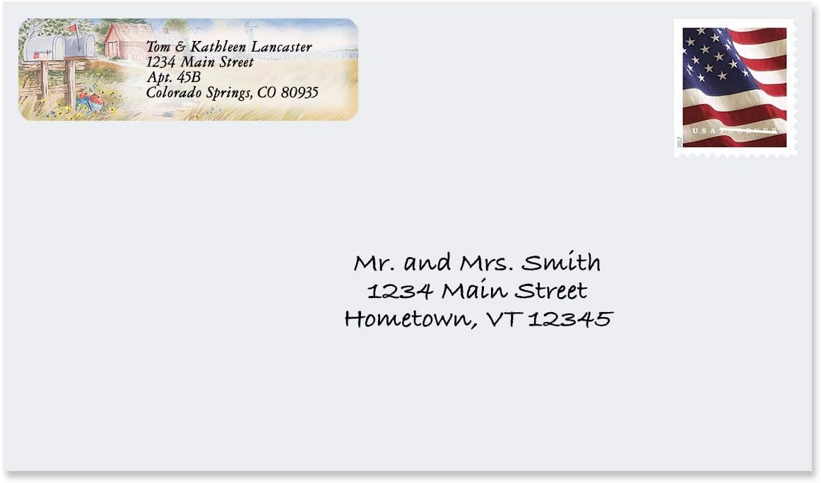 Colorful Images American Countryside Rolled Personalized Return Address Mailing Labels with Dispenser, Customize with Name & Shipping Address, 250 ¾” x 2½” Self Adhesive, Easy Peel Label Roll - Lumora Desk