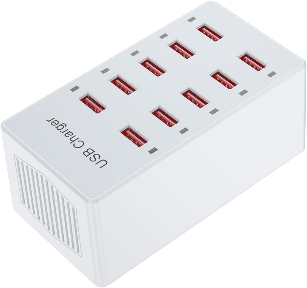 USB Charger 10-Ports Charging Station for Multiple Devices USB Wall Charger Power Hub Strip Smart Plug Charging Dock Block Compatible for iPhone Xs/XR,iPad,iPod,Smart Phones