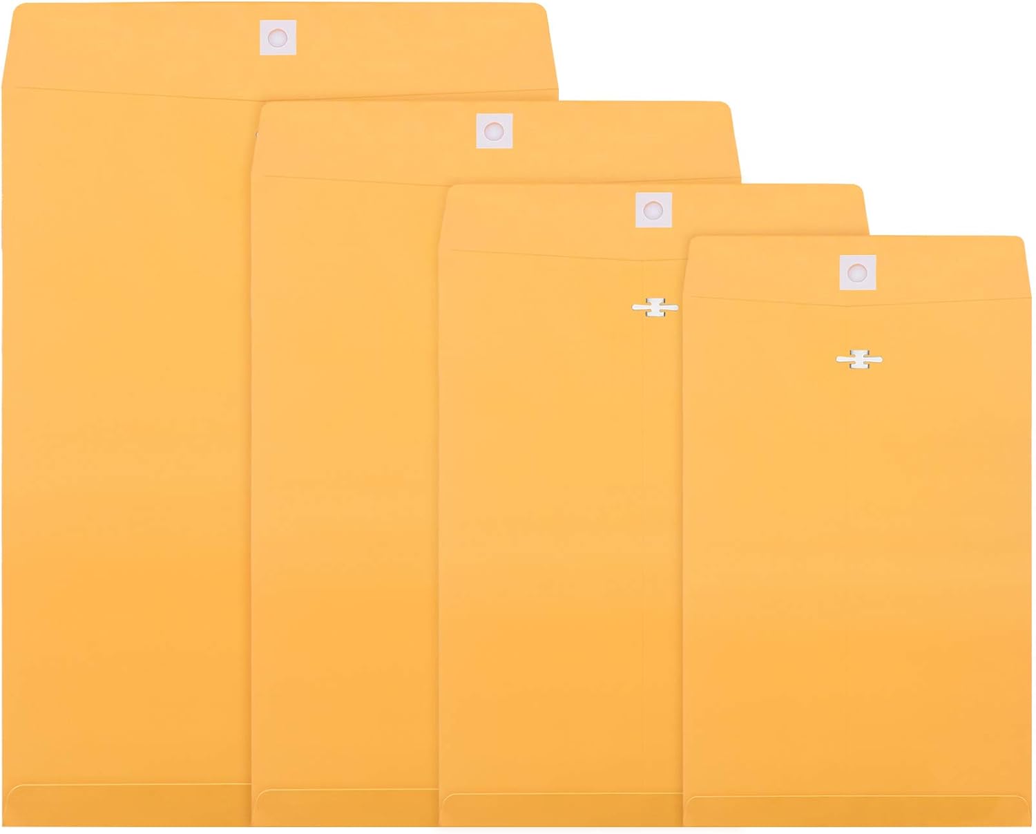 Frienda 4 Sizes Clasp Envelopes Kraft Paper Catalog Clasp Envelope with Closure for Filing, Storing or Mailing Documents, 50 Pieces(6 x 9 In, 9 x 12 In, 10 x 13 In, 12 x 15.5 In,Yellow) - Lumora Desk