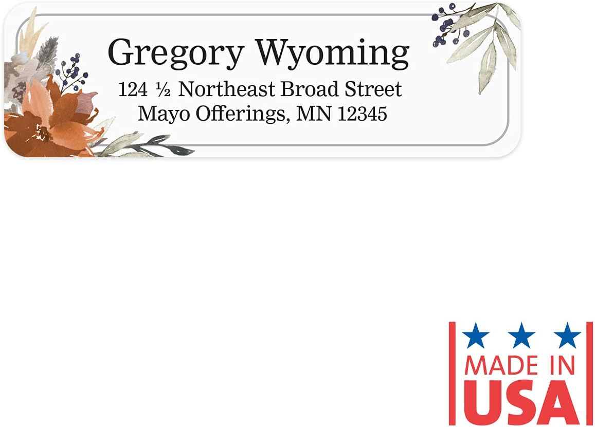 Indie Floral Rolled Address Labels/Roll of 250 Personalized Return Address Labels/Designer Return Address Stickers in Elegant Plastic Dispenser - Lumora Desk