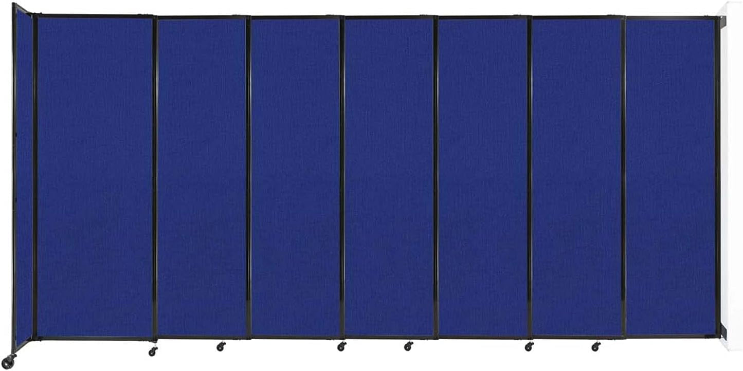 Wall-Mounted Sliding StraightWall Room Divider | Adjustable Widths | Locking Wheels | Room Separator | Up to 15'6" Wide x 7'6" Tall Royal Blue Fabric Panels - Lumora Desk