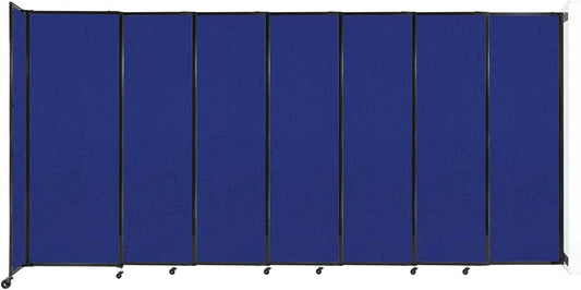 Wall-Mounted Sliding StraightWall Room Divider | Adjustable Widths | Locking Wheels | Room Separator | Up to 15'6" Wide x 7'6" Tall Royal Blue Fabric Panels - Lumora Desk