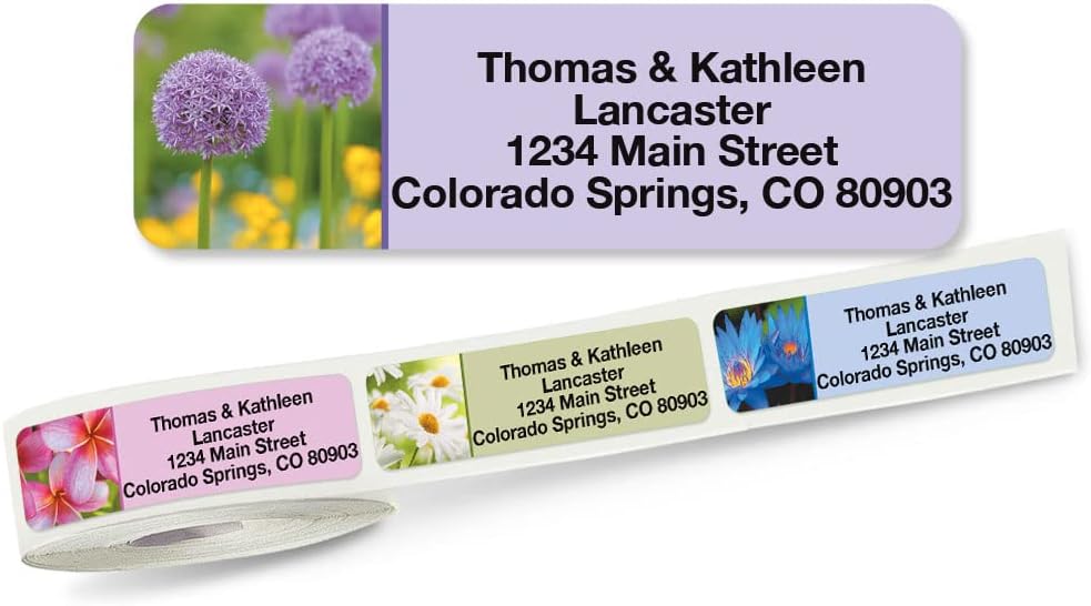 Colorful Images Floral Fantasy Rolled Personalized Return Address Mailing Labels with Dispenser, Customize with Name & Shipping Address, 250 ¾” x 2½” Self Adhesive, Easy Peel Label Roll - Lumora Desk
