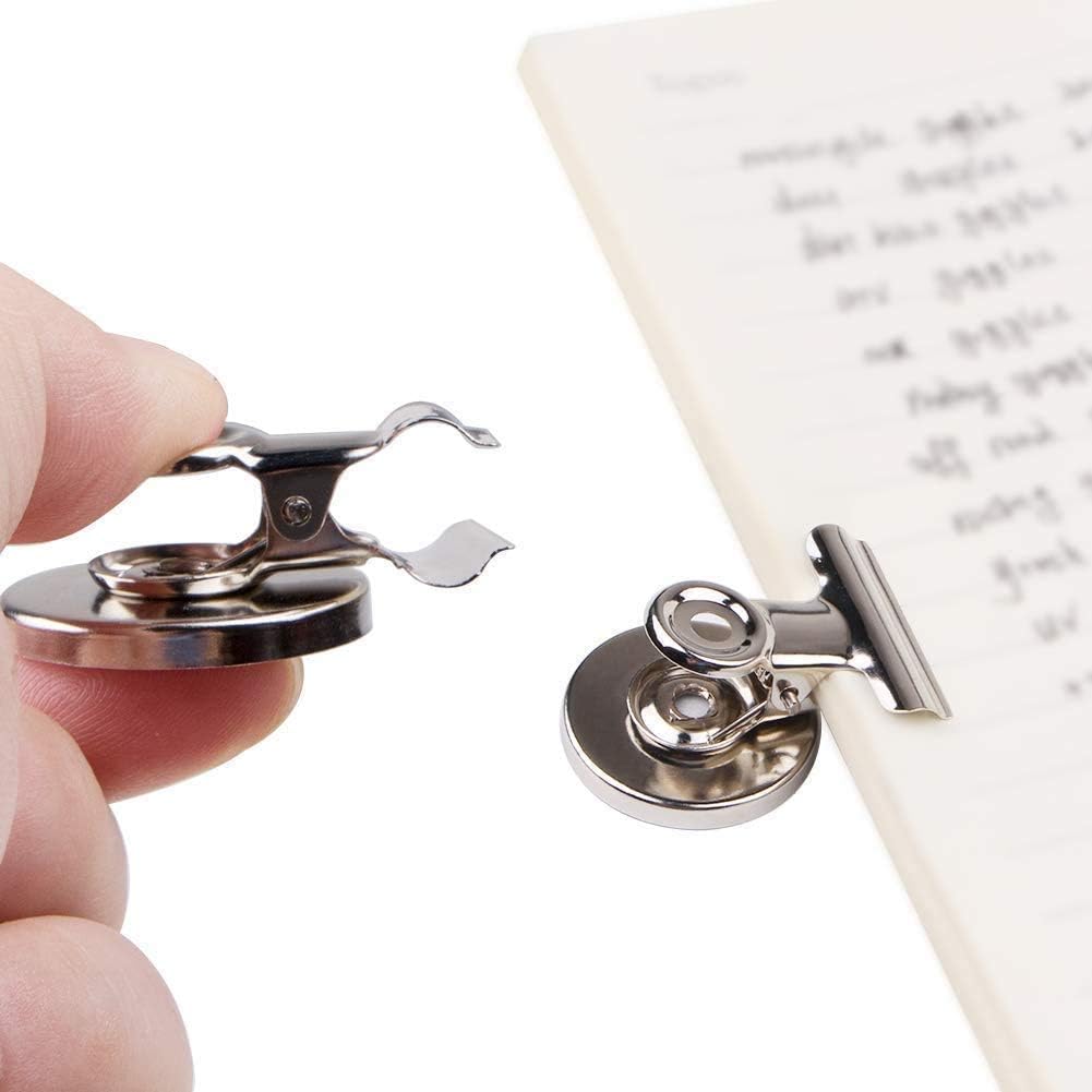 Grtard 60pack Magnetic Clips Heavy Duty, Silver Magnet Clips for Fridge, Refrigerator Magnets, Strong Magnetic Clip,Scratch Free Magnets with Clip for Refrigerator, Whiteboard, Classroom, Locker