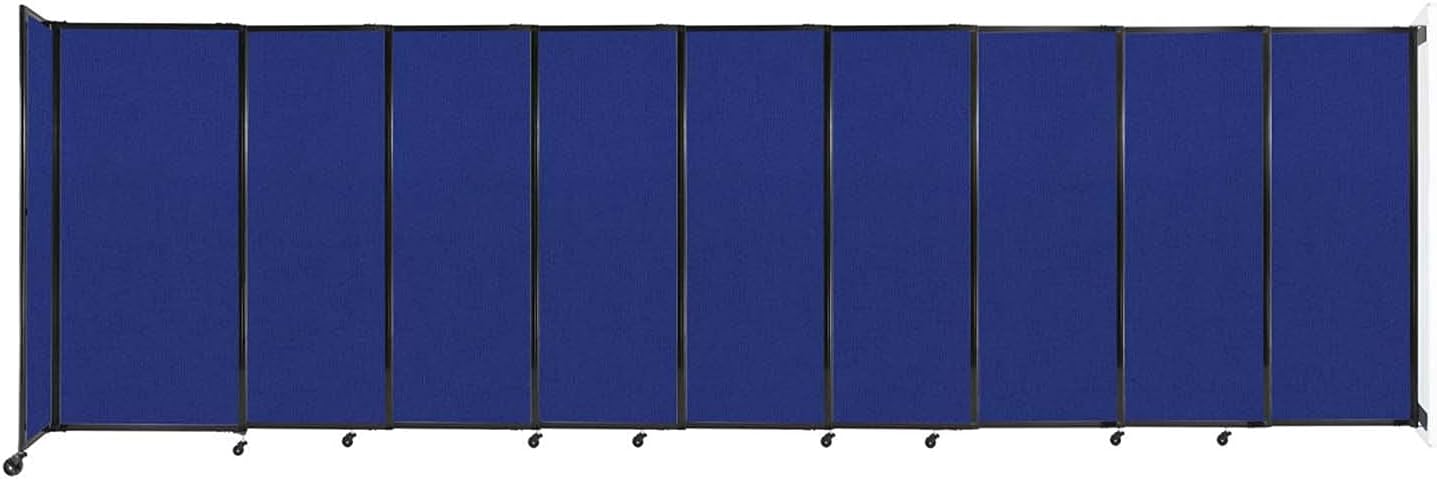 Wall-Mounted Sliding StraightWall Room Divider | Adjustable Widths | Locking Wheels | Room Separator | Up to 19'9" Wide x 6' Tall Royal Blue Fabric Panels - Lumora Desk