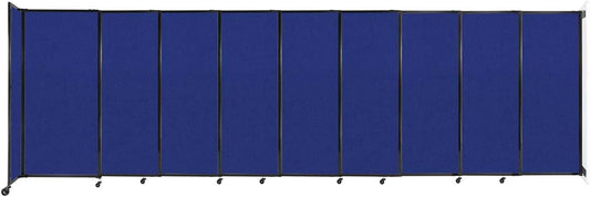 Wall-Mounted Sliding StraightWall Room Divider | Adjustable Widths | Locking Wheels | Room Separator | Up to 19'9" Wide x 6' Tall Royal Blue Fabric Panels - Lumora Desk