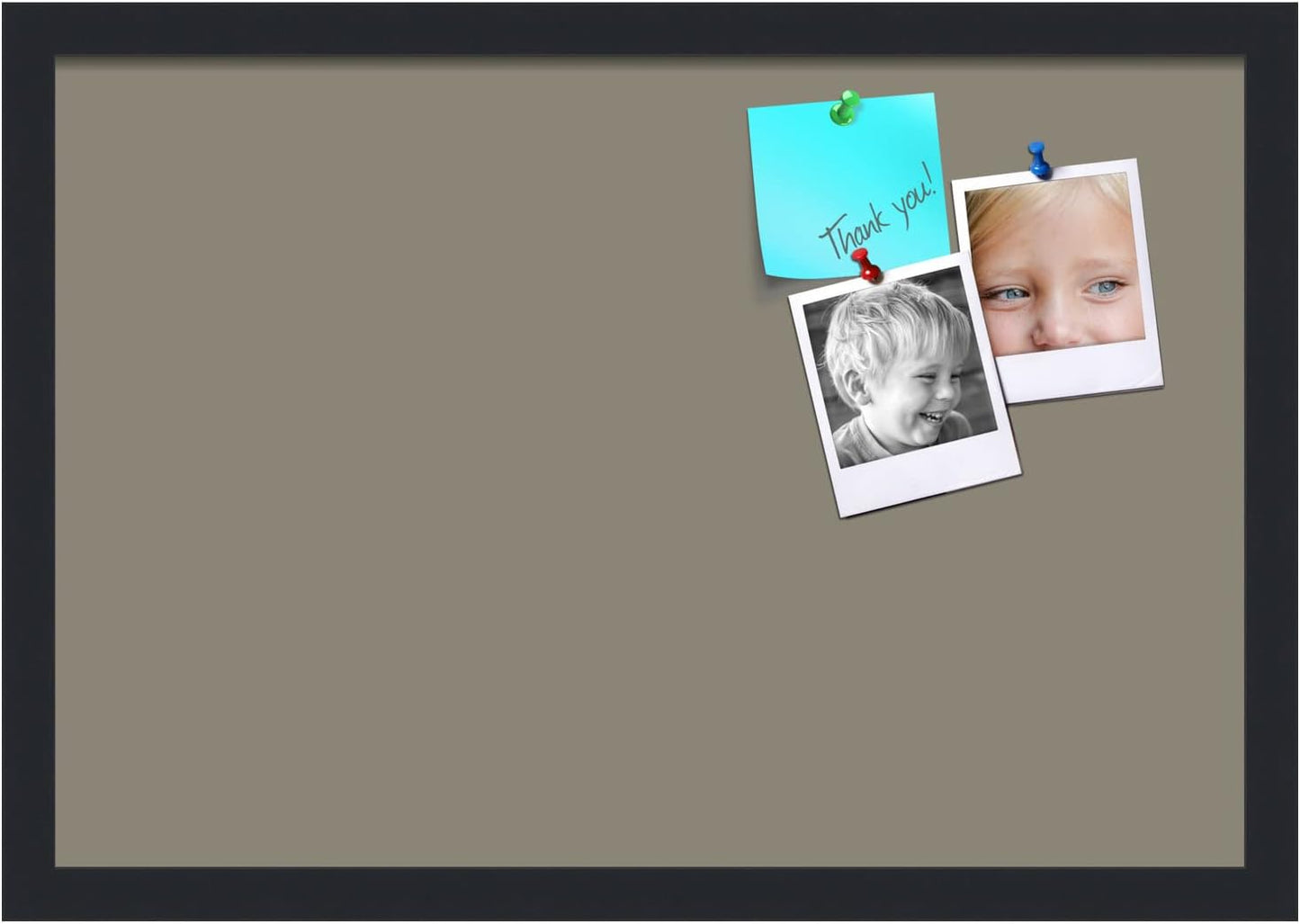 PinPix 22x15 Inch Cork Bulletin Board. This Decorative Framed Pin Board Comes with Pewter Design and a Satin Black Frame. Ideal for Home Office Decor or Message Board (PinPix-1812)