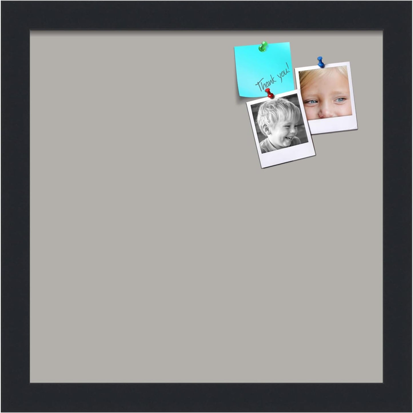 PinPix 12x12 Inch Cork Bulletin Board. This Decorative Framed Pin Board Comes with Dark Stone Design and a Satin Black Frame. Ideal for Home Office Decor or Message Board (PinPix-1808)