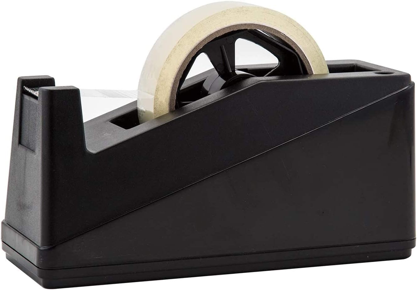 Royal Imports Desktop Tape Dispenser Adhesive Roll Holder (Fits 1" & 3" Core) Heavy Duty Premium for Office, Home, School, Library, Crafts, Moving, Giftwrapping with Weighted Nonskid Base, Black - Lumora Desk