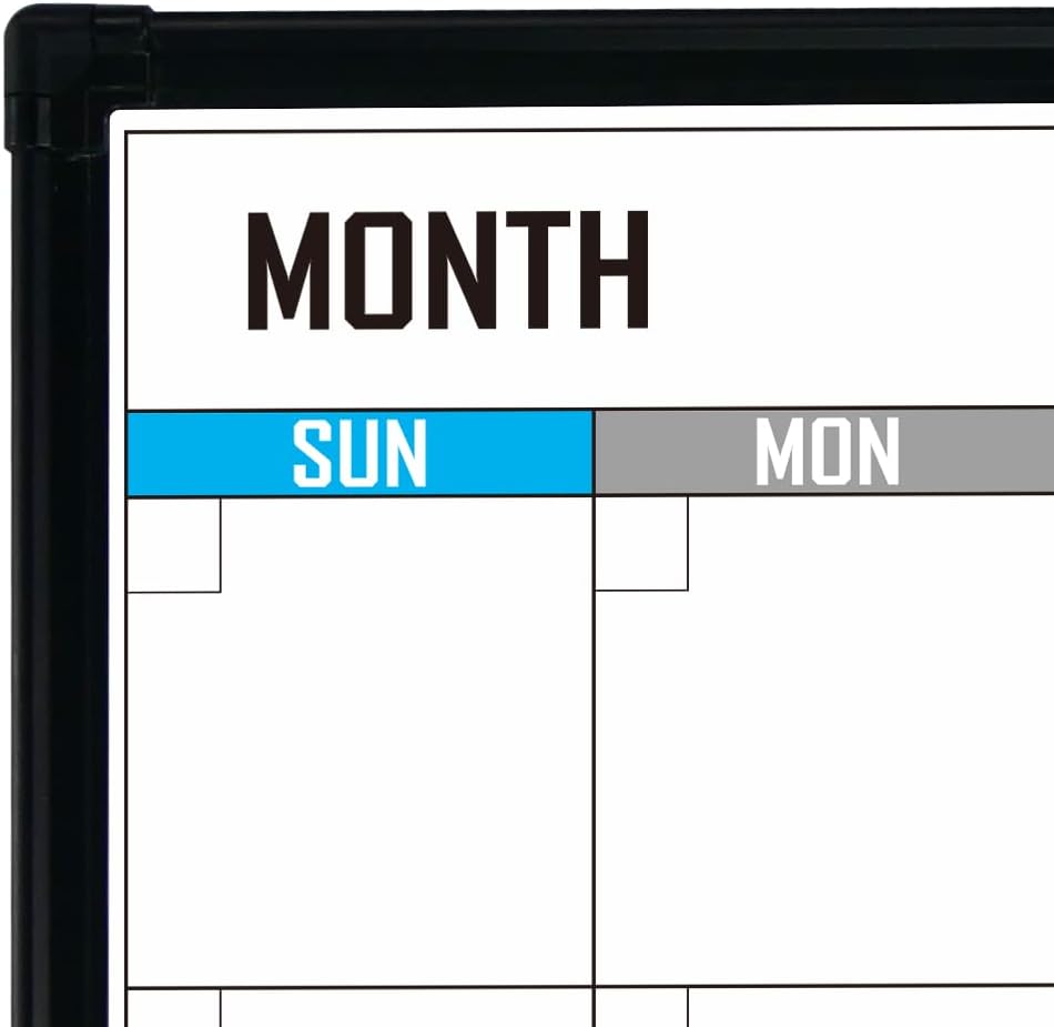XBoard Dry Erase Calendar Whiteboard 28 X 20 - Combo White Board Calendar Monthly, Magnetic White Board + Corkboard with Black Aluminum Frame - Lumora Desk