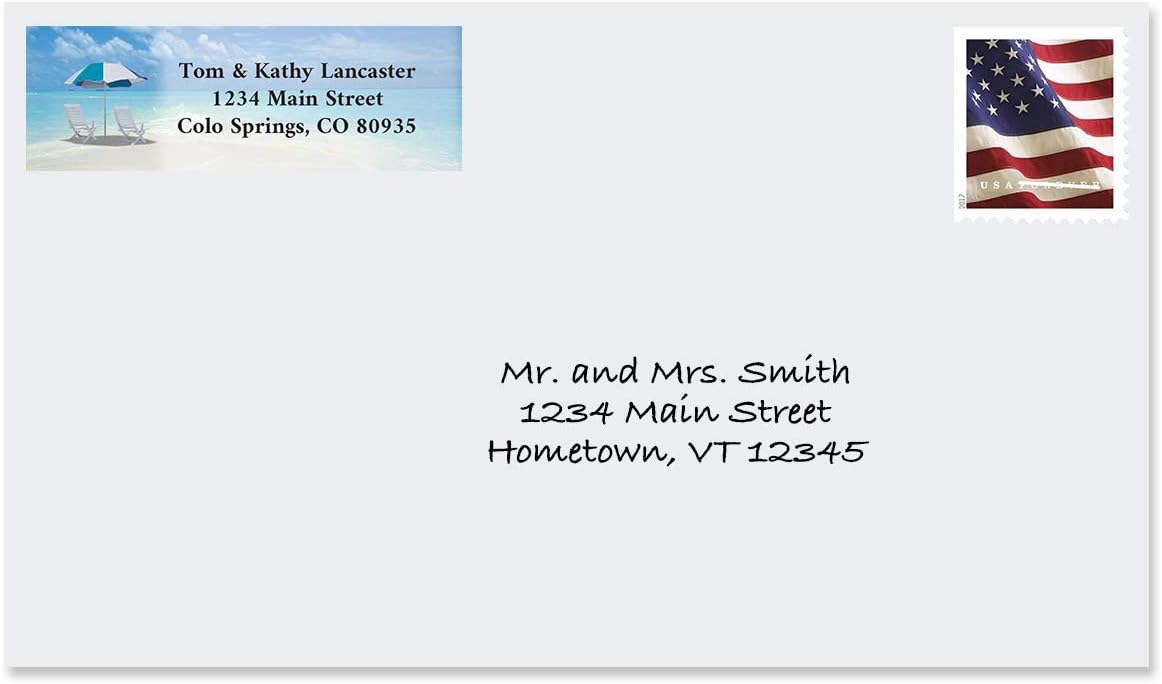 Colorful Images Calm Seas Rolled Personalized Return Address Mailing Labels with Dispenser, Customize with Name & Shipping Address, 500 ¾” x 2½” Self Adhesive, Easy Peel Label Roll - Lumora Desk