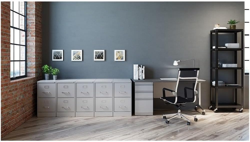 Pemberly Row 22" 2-Drawer Metal Letter Width Vertical File Cabinet in Light Gray