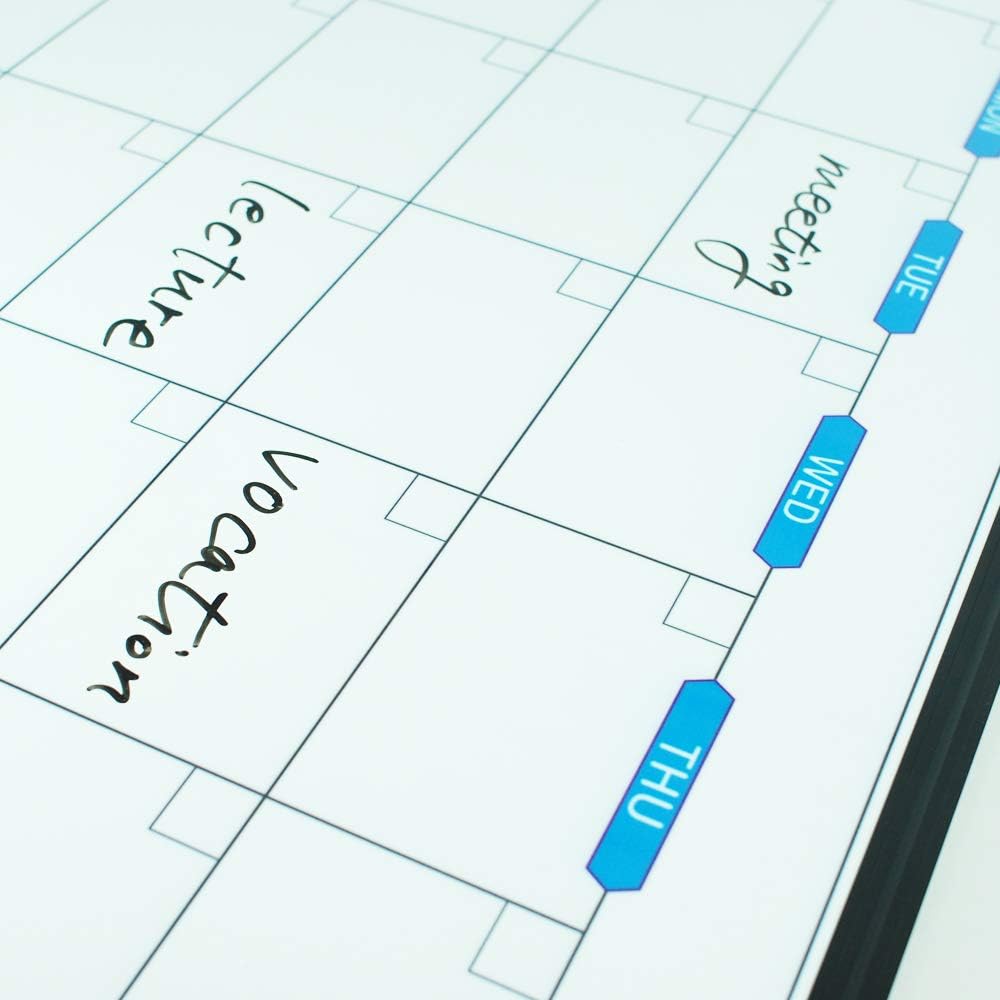 JILoffice Large Dry Erase Calendar Whiteboard - Magnetic White Board Calendar Monthly 60 X 40 Inch, Black Aluminum Frame Wall Mounted Board for Office Home and School - Lumora Desk