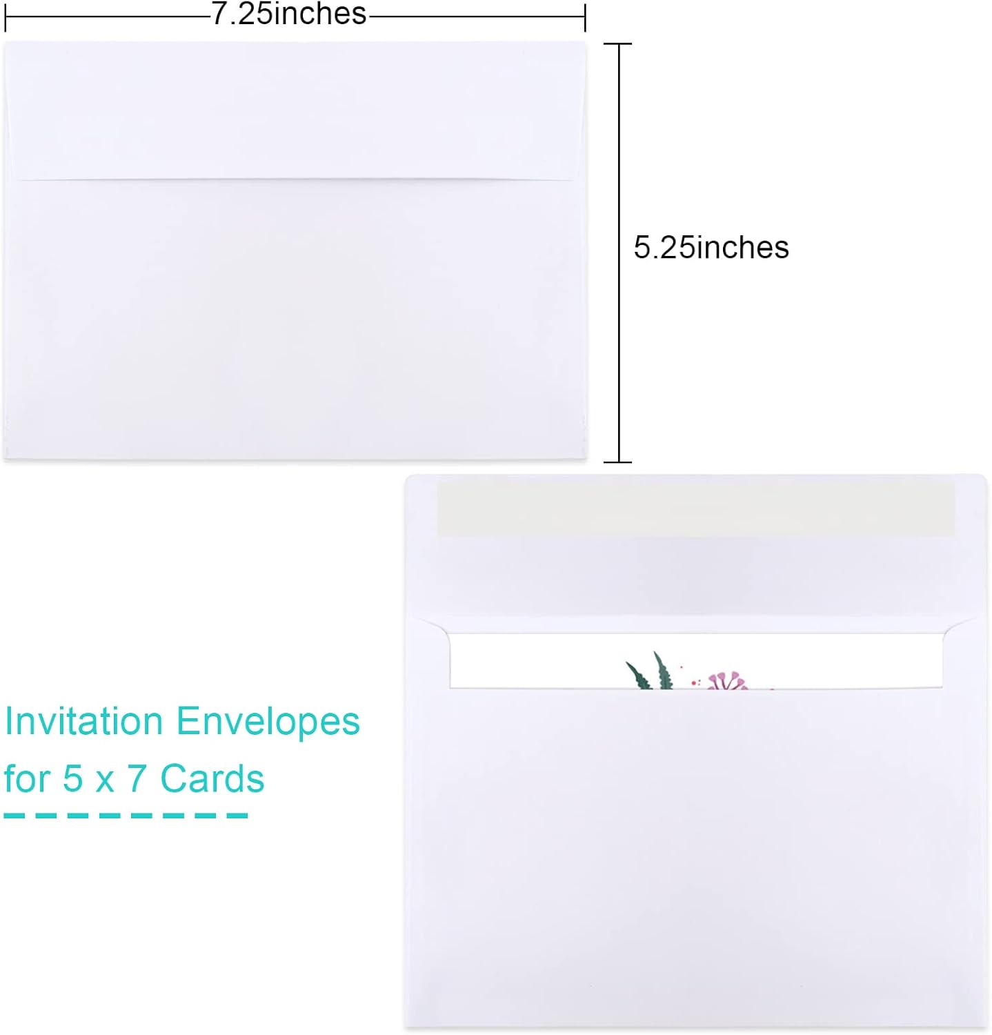Joyberg 50 Packs 5x7 Envelopes, White A7 Envelopes for Invitations, Printable, Self Seal for Weddings, Invitations, Photos, Postcards, Greeting Cards, Mailing - Lumora Desk