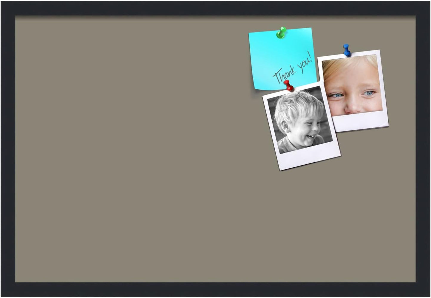 PinPix 27x18 Inch Cork Bulletin Board. This Decorative Framed Pin Board Comes with Pewter Design and a Satin Black Frame. Ideal for Home Office Decor or Message Board (PinPix-1812)