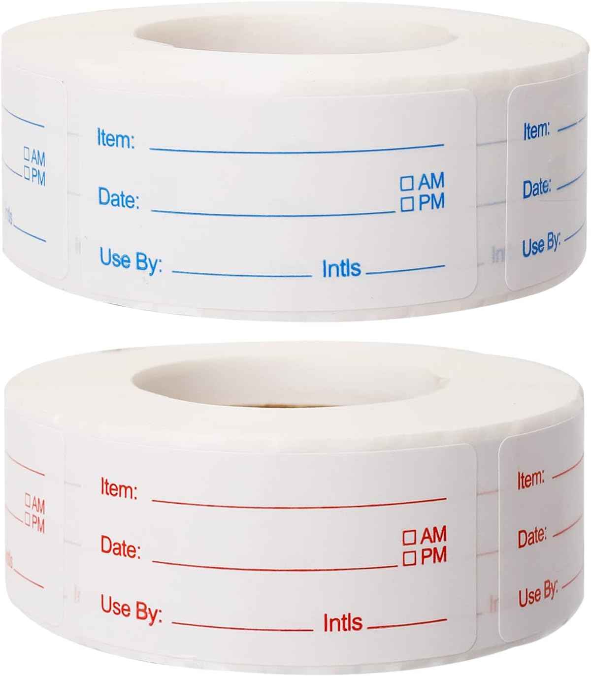 2 Rolls 1000 Pieces Removable Food Labels, 1 x 2 Inch Date Stickers for Freezer, Refrigerator Food Containers - Easy to Write