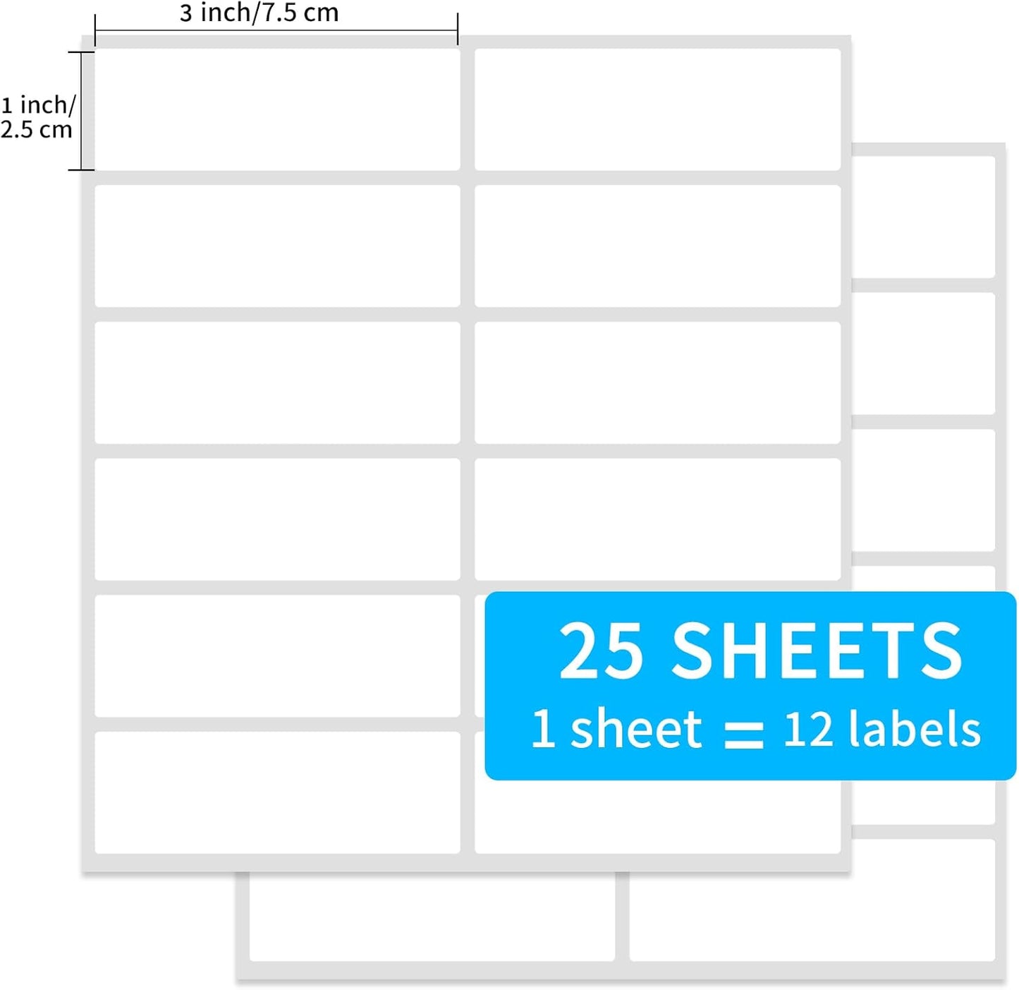 Multi-Use Removable Labels, 1"x 3", 300 PCS Blank Labels Total,Water/Oil/Tear Resistant/Ink Won't Smudge No Residue