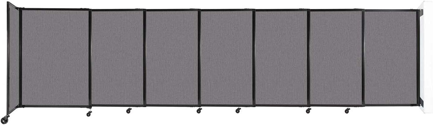 Wall-Mounted Sliding StraightWall Room Divider | Adjustable Widths | Locking Wheels | Room Separator | Up to 15'6" Wide x 4' Tall Slate Fabric Panels - Lumora Desk