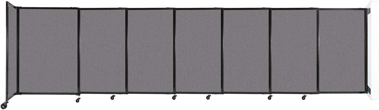 Wall-Mounted Sliding StraightWall Room Divider | Adjustable Widths | Locking Wheels | Room Separator | Up to 15'6" Wide x 4' Tall Slate Fabric Panels - Lumora Desk