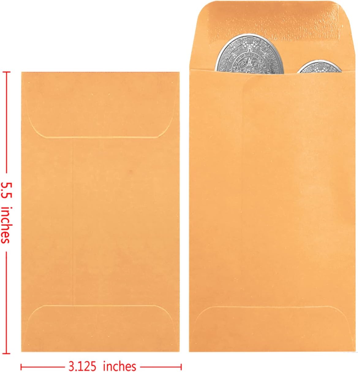 500 Pack #5 Brown coin envelope 3.125 x 5.5 inches Kraft Envelopes Classic Small Parts Envelopes with Self Adhesive Gummed Flap for Coins Cash Credit Cards Seeds - Lumora Desk