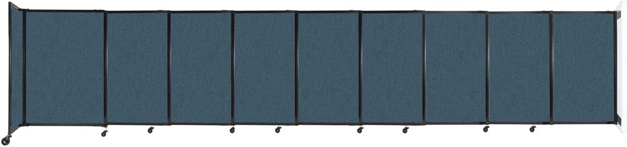 Wall-Mounted Sliding StraightWall Room Divider | Adjustable Widths | Locking Wheels | Room Separator | Up to 19'9" Wide x 4' Tall Caribbean Fabric Panels - Lumora Desk