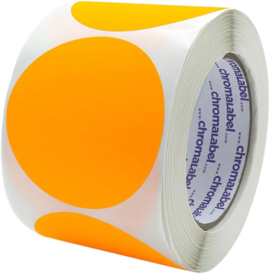 Fall Risk Orange Dot Sticker ChromaLabel 3 Inch Circle Sticker Labels, High Visibility Round Colore ...