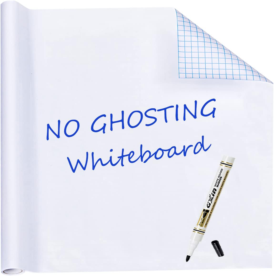 HAMIGAR Whiteboard Sticker for Wall 18" x 197" Dry Erase Board Wallpaper Peel and Stick, White Board Stick on Wall, Contact Paper Adhesive Poster Board Whiteboard with 1 Marker