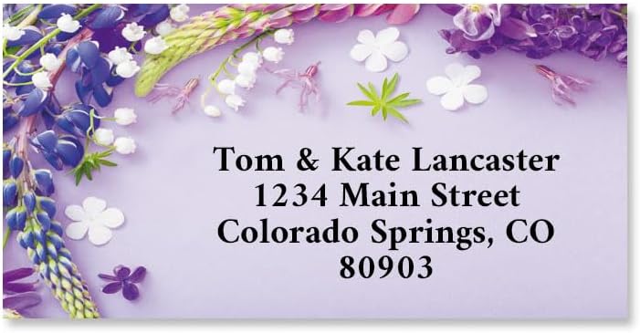 Colorful Images Draped in Purple Floral Return Address Mailing Labels, Personalize with Name & Address, Set of 144 Self Adhesive, Easy Peel Flat Label Sheets, Large, 4 Designs - Lumora Desk