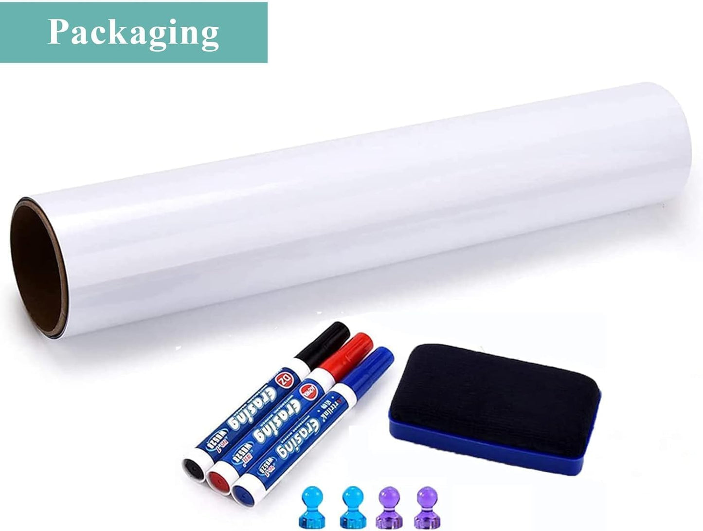 Magnetic Dry Erase Whiteboard Paper, 40" x 30" Adhesive White Board Roll for Wall, Easy to Write and Clean Dry Erase Magnetic Board for Kids, Office, Home, with Marker, Eraser and Magnets