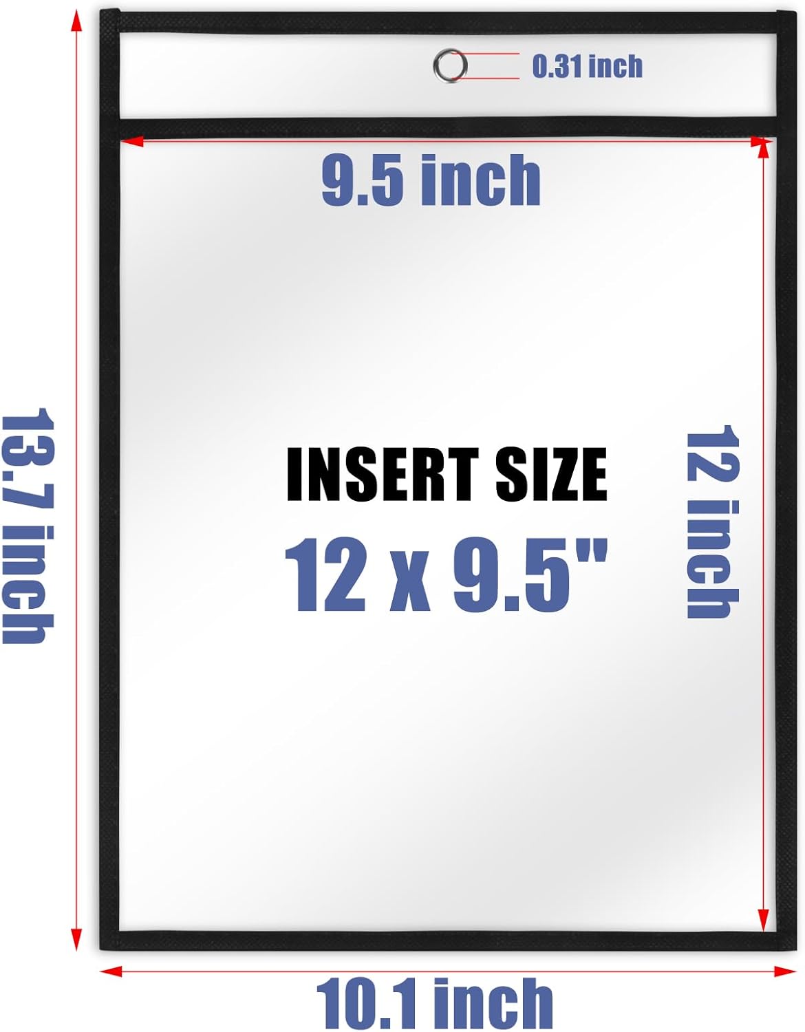 Job Ticket Holders 9x12, 30 Pack Heavy Duty Sheet Protectors Plastic Paper Sleeves 8.5 x 11 Clear Document Protectors Dry Erase Pocket Sleeves Document Holder for Shop Office Classroom Home, Black