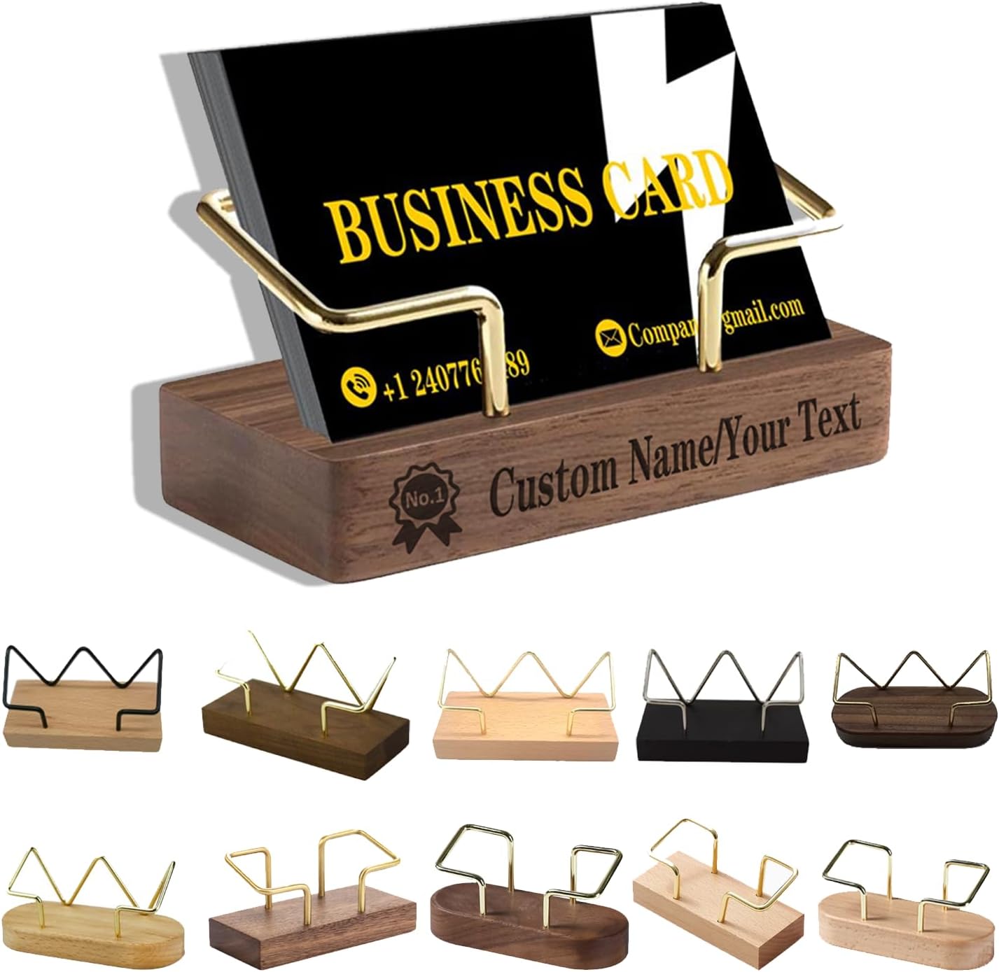 Personalized Business Card Holder Desk Custom Engraved Wooden Business Card Case Holder Personalized Wooden Business Name Card Display Stand Postcard Holder for Office Desktop Business Card Stand