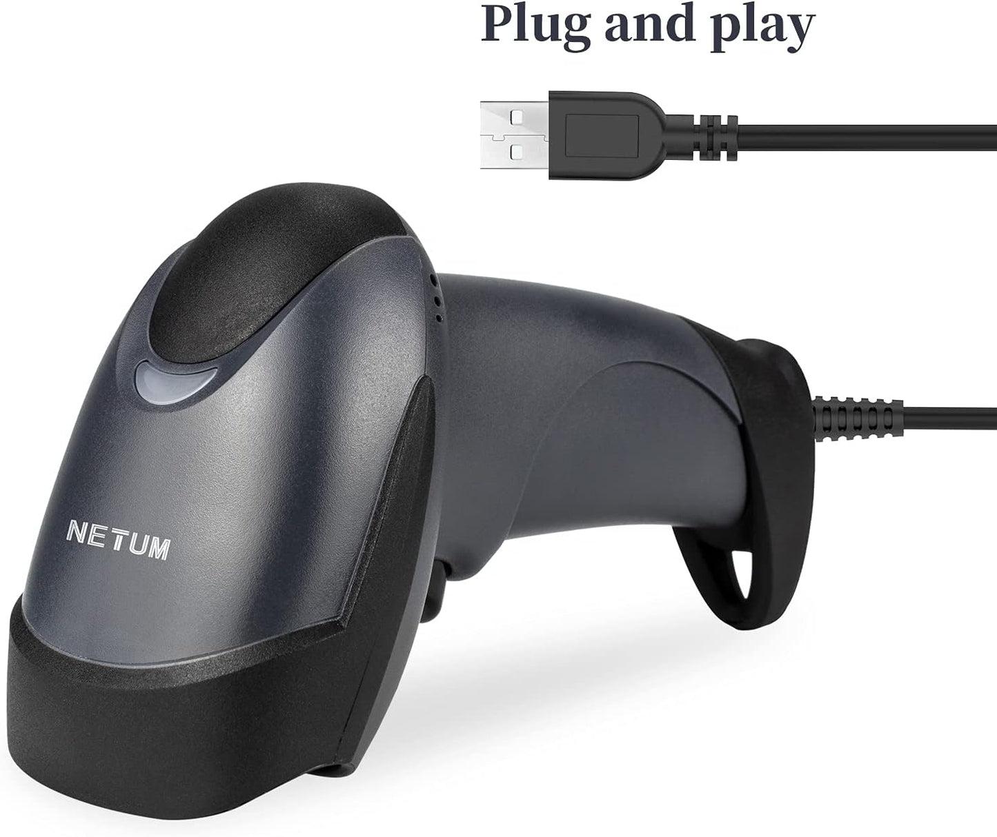 NETUM USB Barcode Scanner with Stand Wired Handheld Bar Code Reader 1D CCD Scanner Gun for Supermarket, Convenience Store, Warehouse -M3S